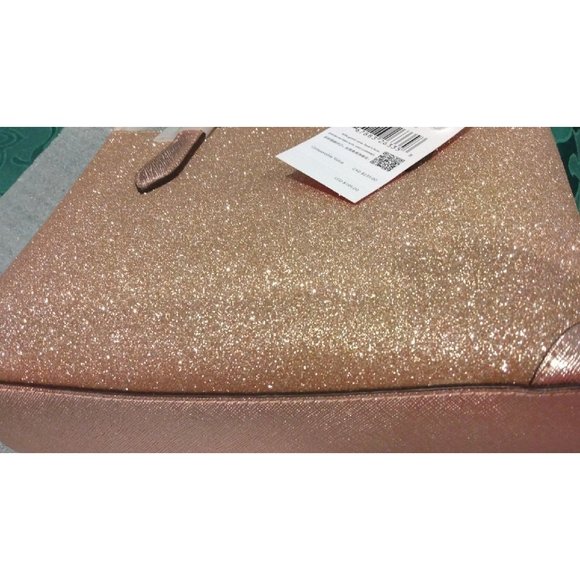 NWT Kate Spade Shimmy Glitter Satchel Rose Gold Shoulder Handbag - Picture 5 of 6